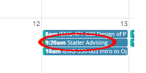 Appointment date and time on calendar.